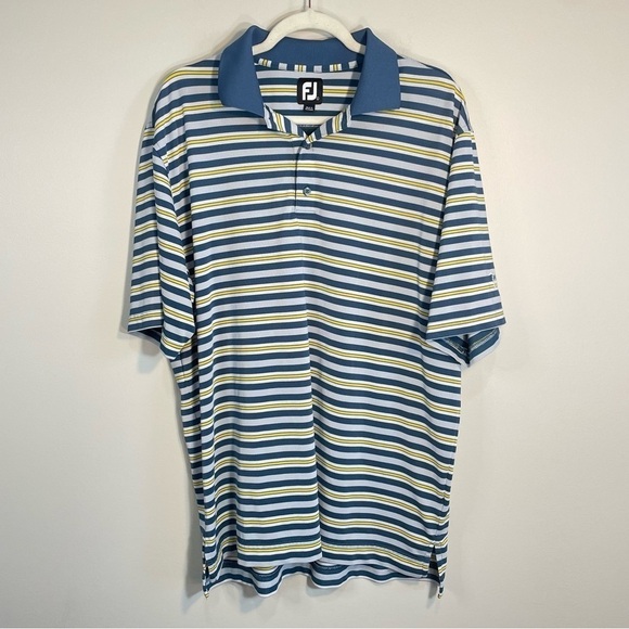 FootJoy Blue Yellow Short Sleeve Polo Shirt Size Mens Large - Picture 7 of 7